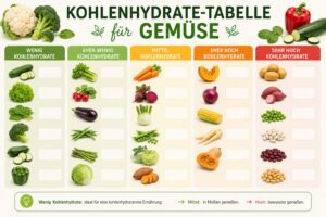 Kohlenhydrate-Tabelle für Gemüse